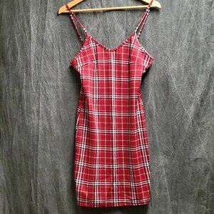 Women's Size 6 Red, White, & Plaid Short Slip Dress